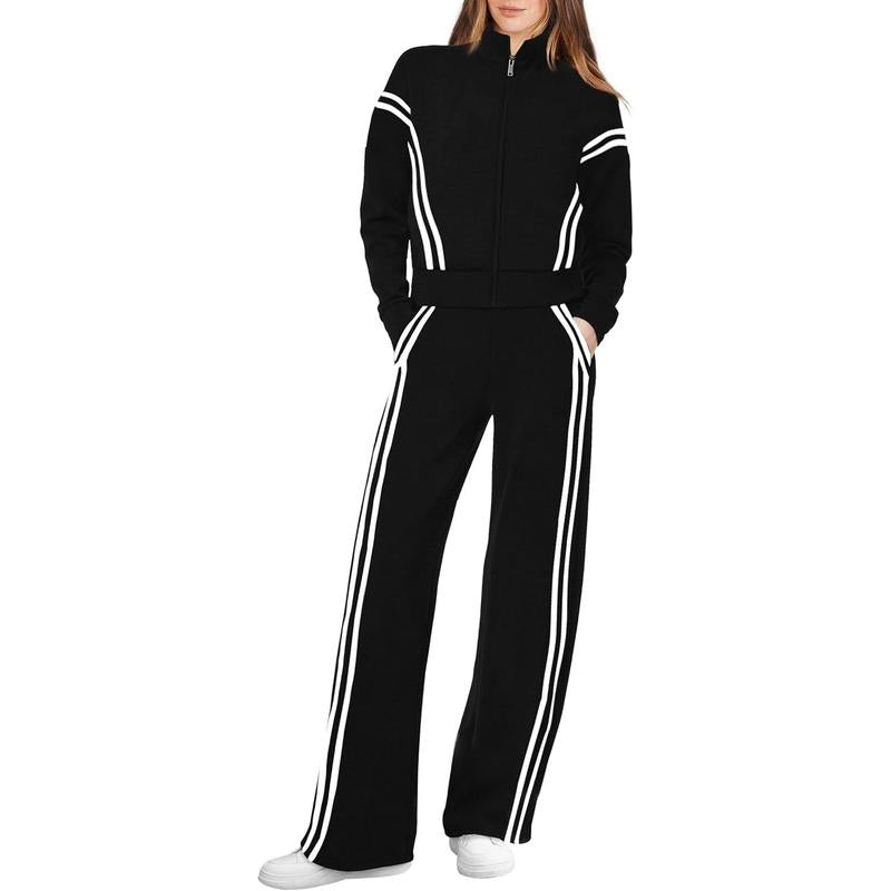 WIHOLL Lounge Sets for Women 2025 Sweatsuit 2 Piece Outfits Sweatshirt Wide Leg Sweatpant Tracksuit Matching Set
