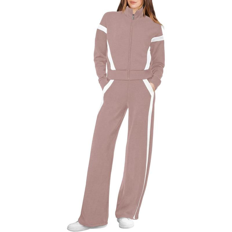 WIHOLL Lounge Sets for Women 2025 Sweatsuit 2 Piece Outfits Sweatshirt Wide Leg Sweatpant Tracksuit Matching Set