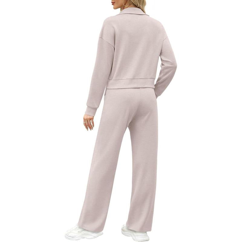 WIHOLL Lounge Sets for Women 2025 Sweatsuit 2 Piece Outfits Sweatshirt Wide Leg Sweatpant Tracksuit Matching Set