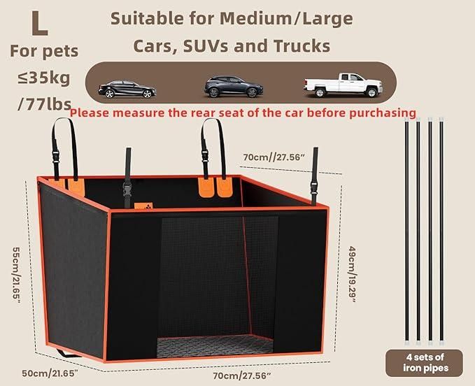 Dog Car Seat Cover, Scratchproof Waterproof Collapsible Dog Car Seat Covers.