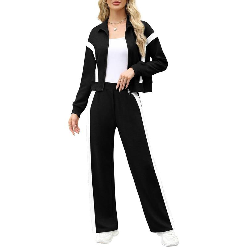 WIHOLL Lounge Sets for Women 2025 Sweatsuit 2 Piece Outfits Sweatshirt Wide Leg Sweatpant Tracksuit Matching Set