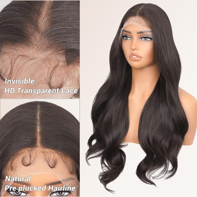 Synthetic Lace Front Wig Body Wave Glueless Wig 13X6 HD Lace Front Pre Plucked Natural Hairline Black Wigs for Black Women