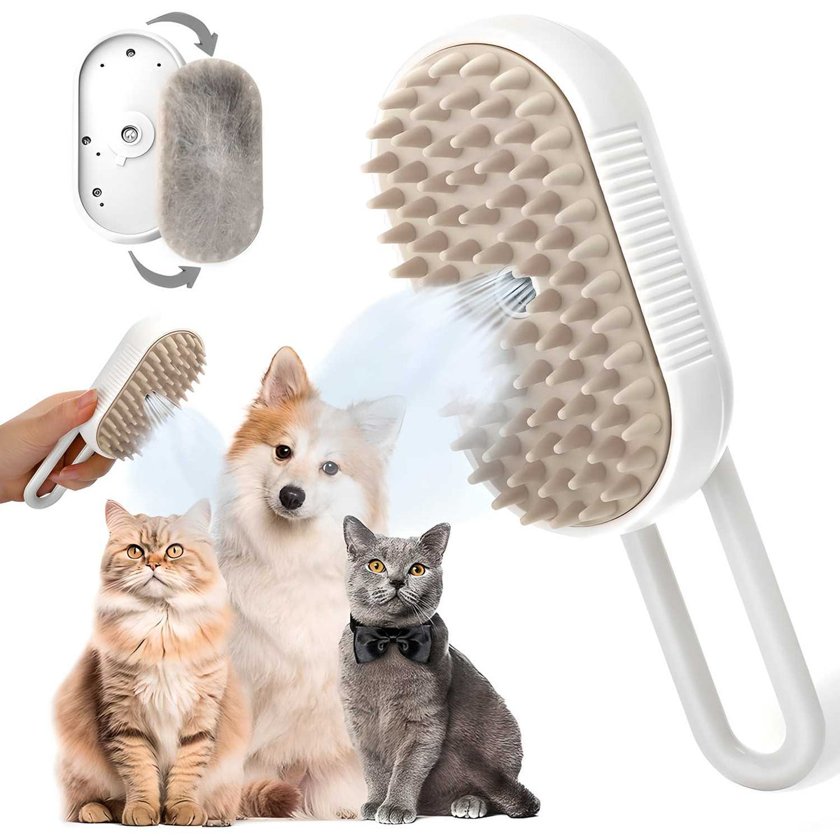 Steam Brush for Dog Cat Steam Brush 3 in 1 Water Brush for Dogs & Cats