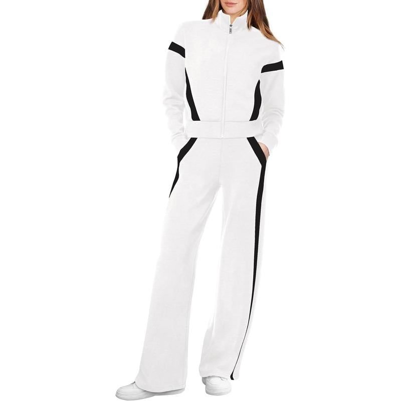 WIHOLL Lounge Sets for Women 2025 Sweatsuit 2 Piece Outfits Sweatshirt Wide Leg Sweatpant Tracksuit Matching Set