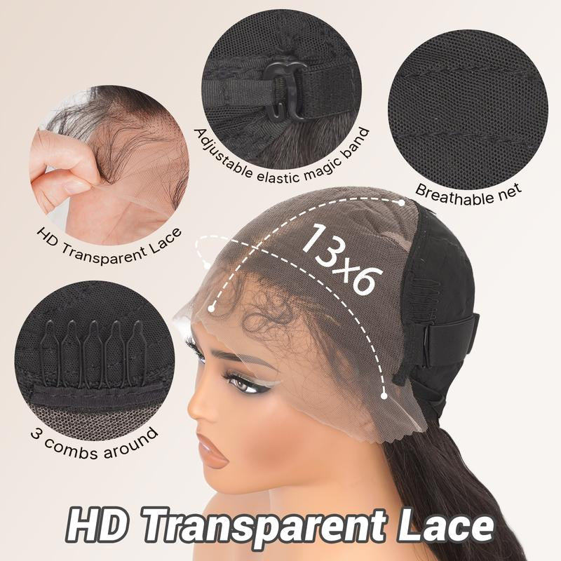 Synthetic Lace Front Wig Body Wave Glueless Wig 13X6 HD Lace Front Pre Plucked Natural Hairline Black Wigs for Black Women