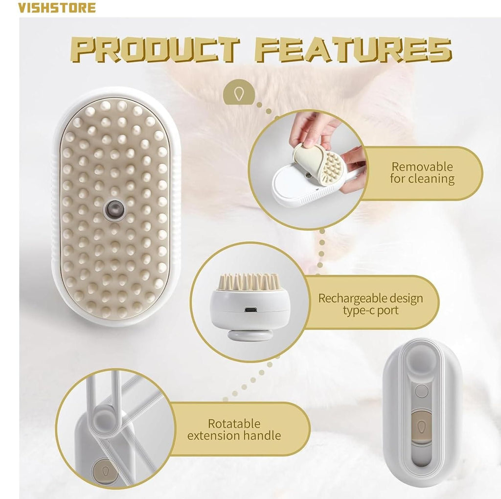 Steam Brush for Dog Cat Steam Brush 3 in 1 Water Brush for Dogs & Cats