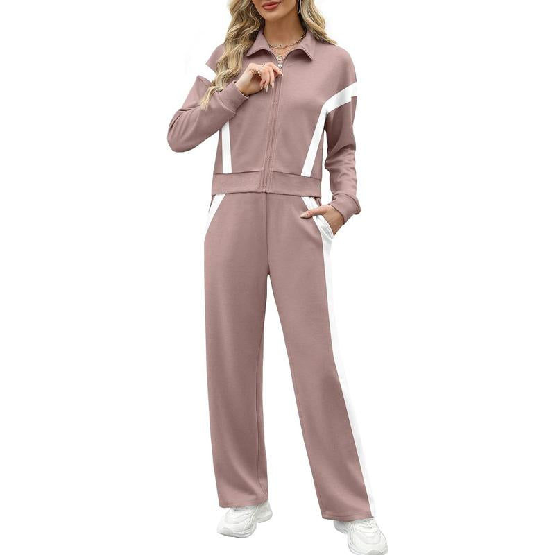 WIHOLL Lounge Sets for Women 2025 Sweatsuit 2 Piece Outfits Sweatshirt Wide Leg Sweatpant Tracksuit Matching Set