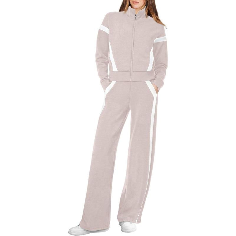 WIHOLL Lounge Sets for Women 2025 Sweatsuit 2 Piece Outfits Sweatshirt Wide Leg Sweatpant Tracksuit Matching Set